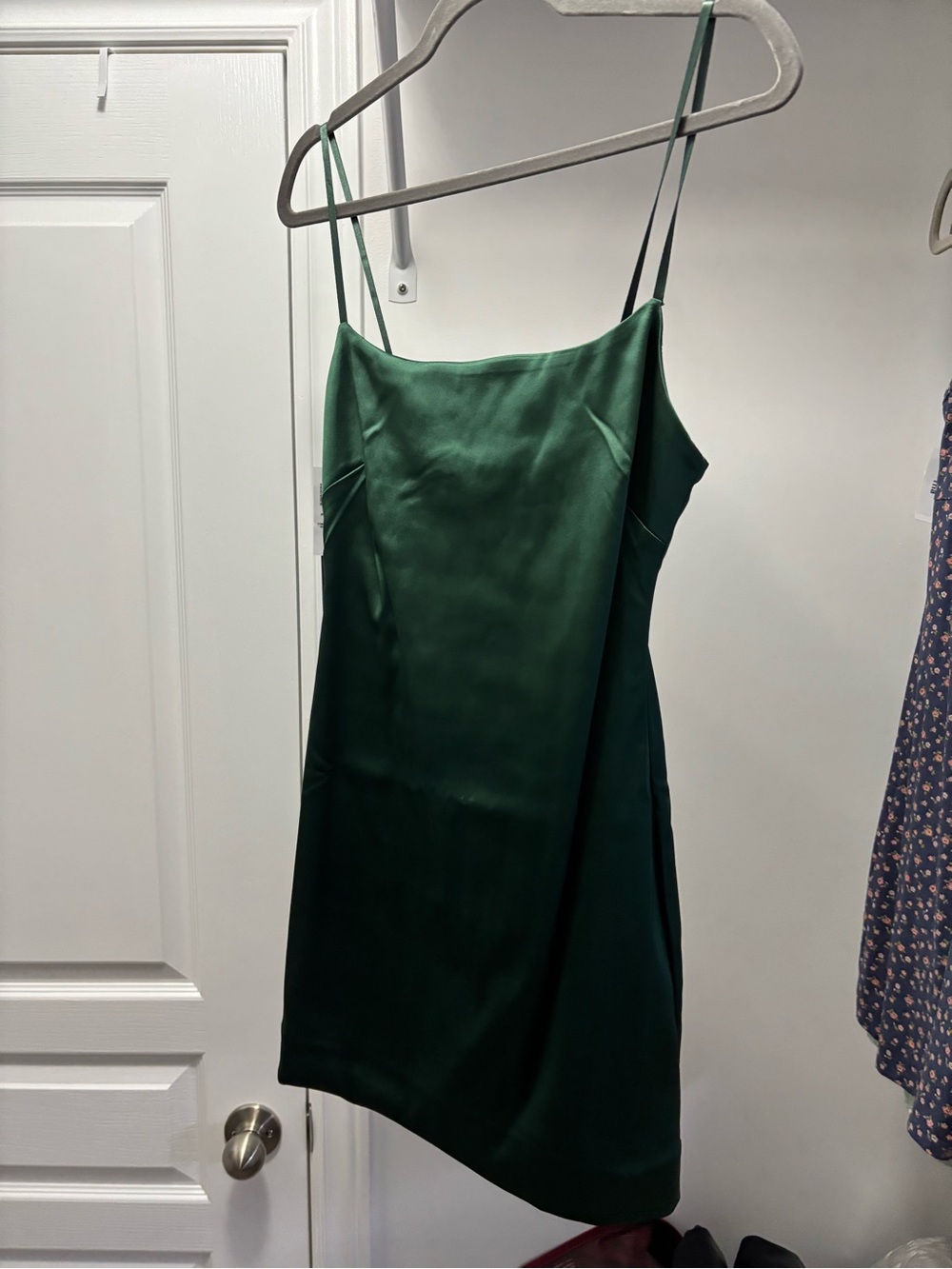 Aritzia Deep Green Satin Slip Mini Dress